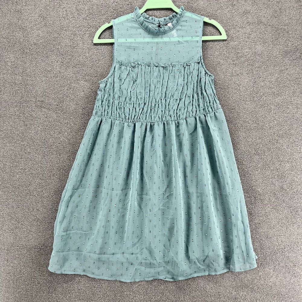 XHILARATION Dress Womens‎ Small Blue Dobby Chiffon Dusty Lined sheer